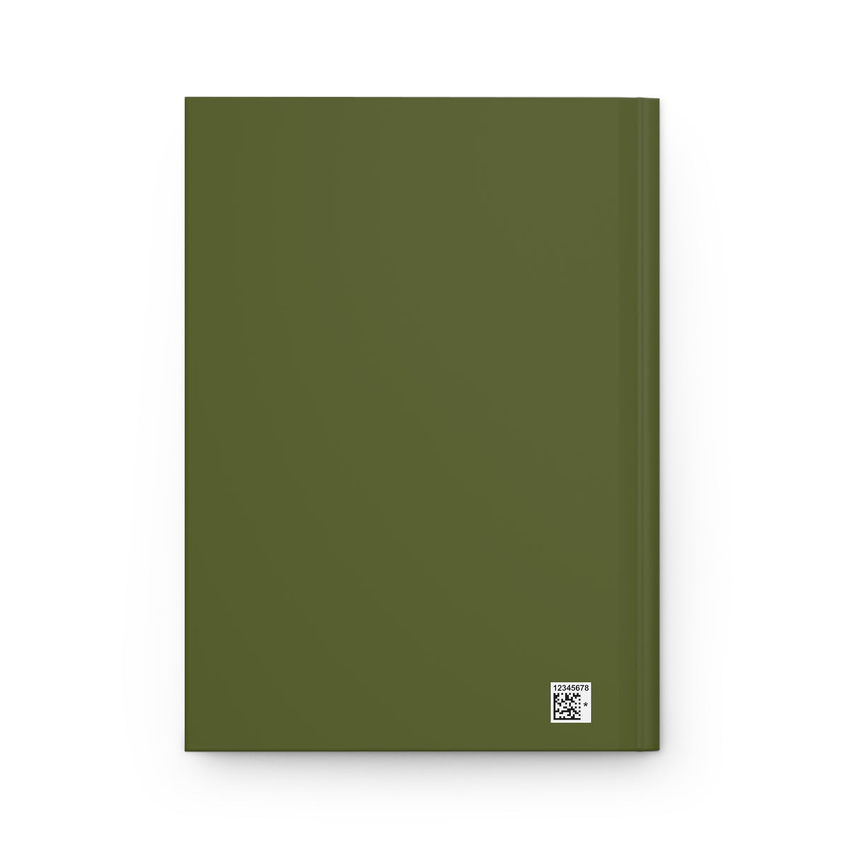 Back cover of Poison Poppies journal in solid olive green.