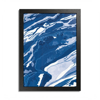 Appalachian Rock art print with sweeping blue, pale blue, and white geological shapes in a black frame.